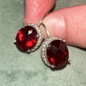 Red Garnet and Sterling Silver Drop Earrings